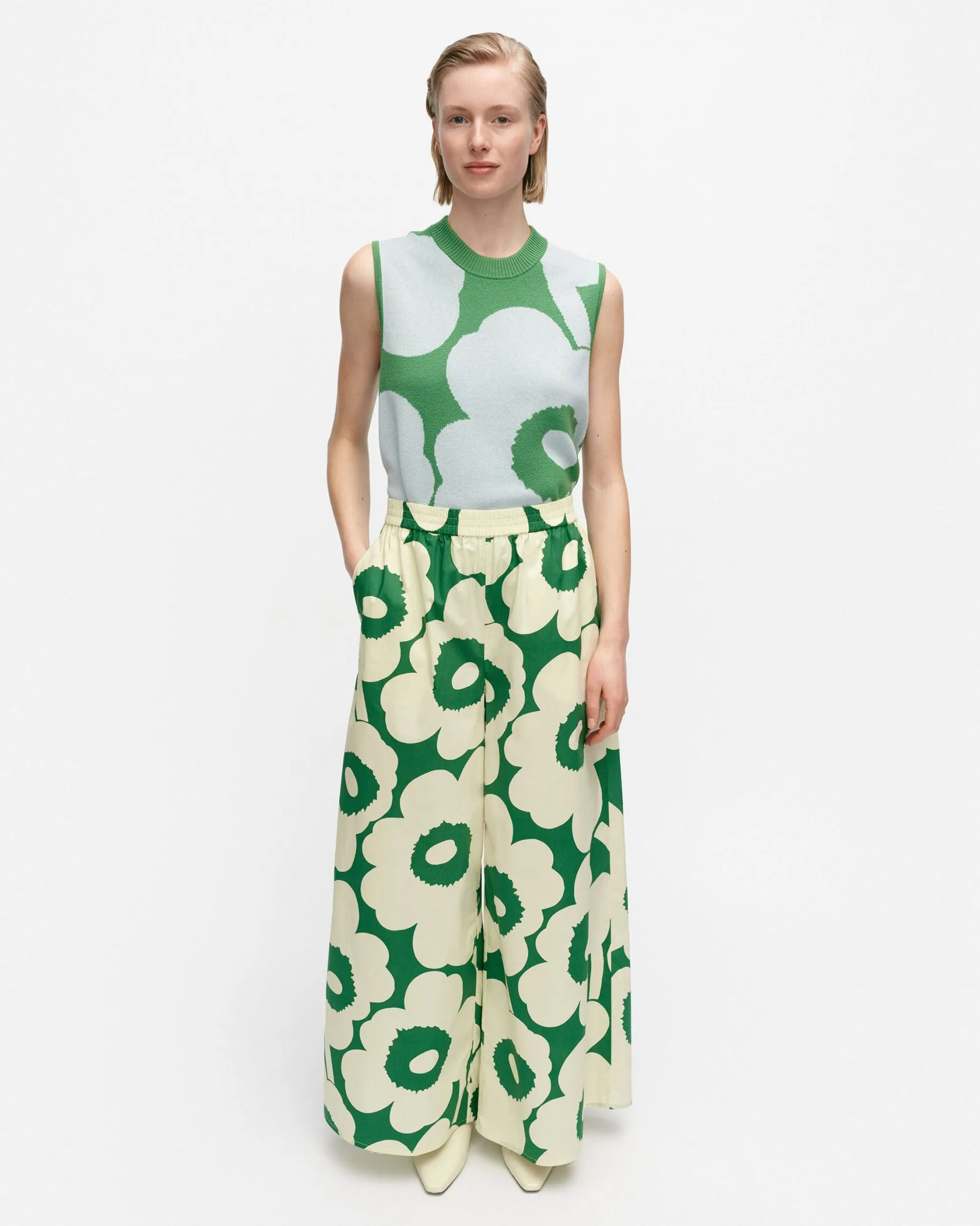 Marimekko Housut>Kohti Unikko Puuvillapopliinihousut