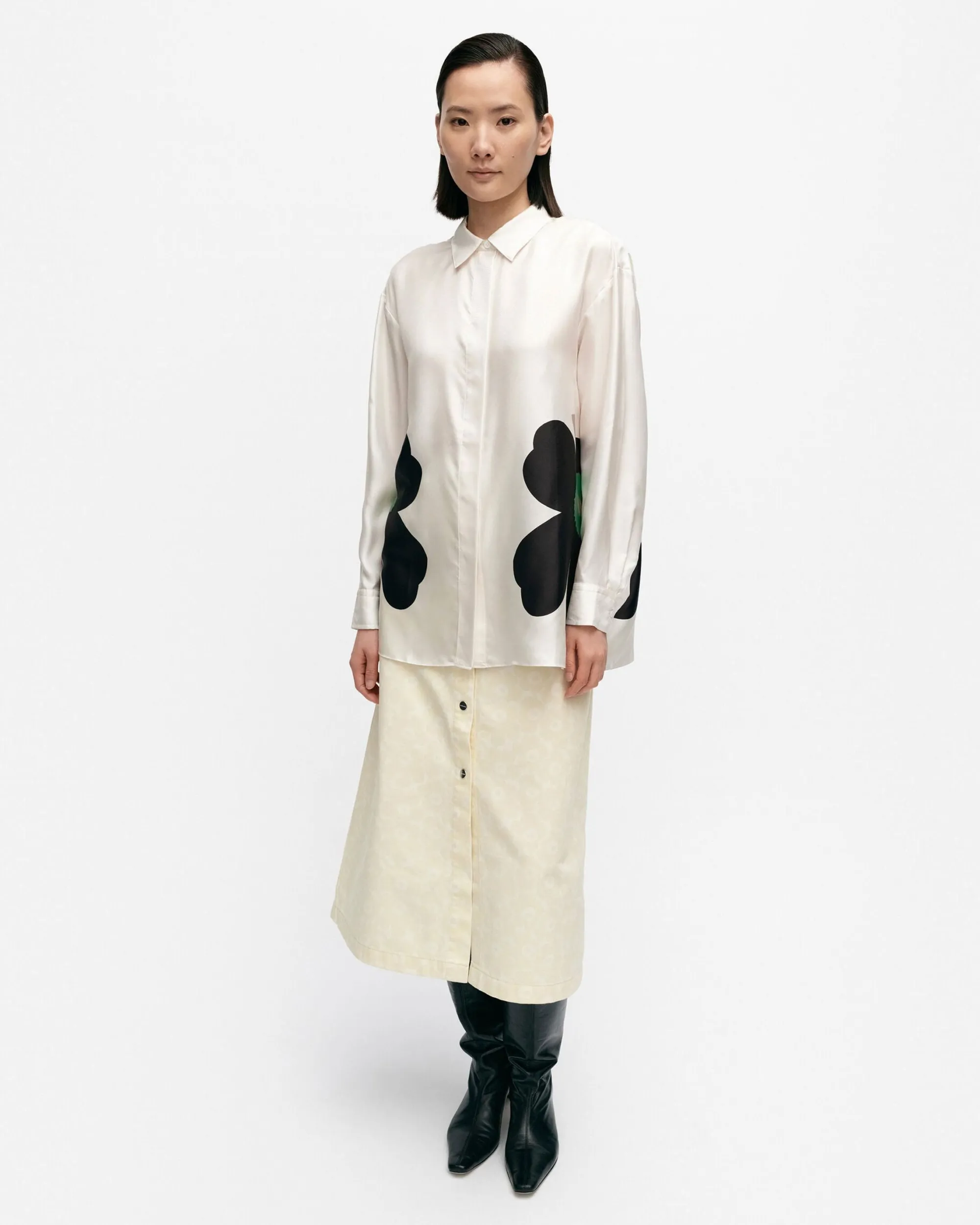 Marimekko Paidat Ja Tunikat>Outi Heijastus Unikko Silkkipaita