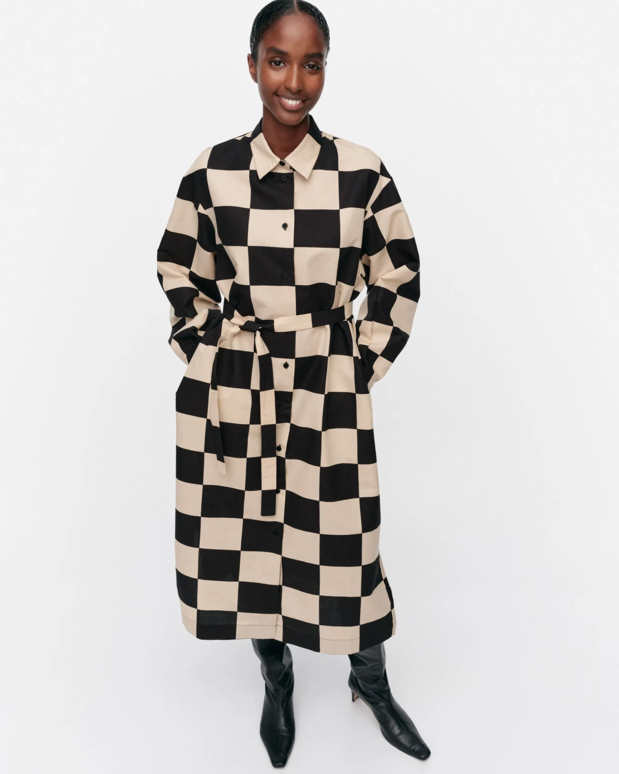 Marimekko Mekot>Rasteri Kukko Ja Kana Puuvillapellavamekko
